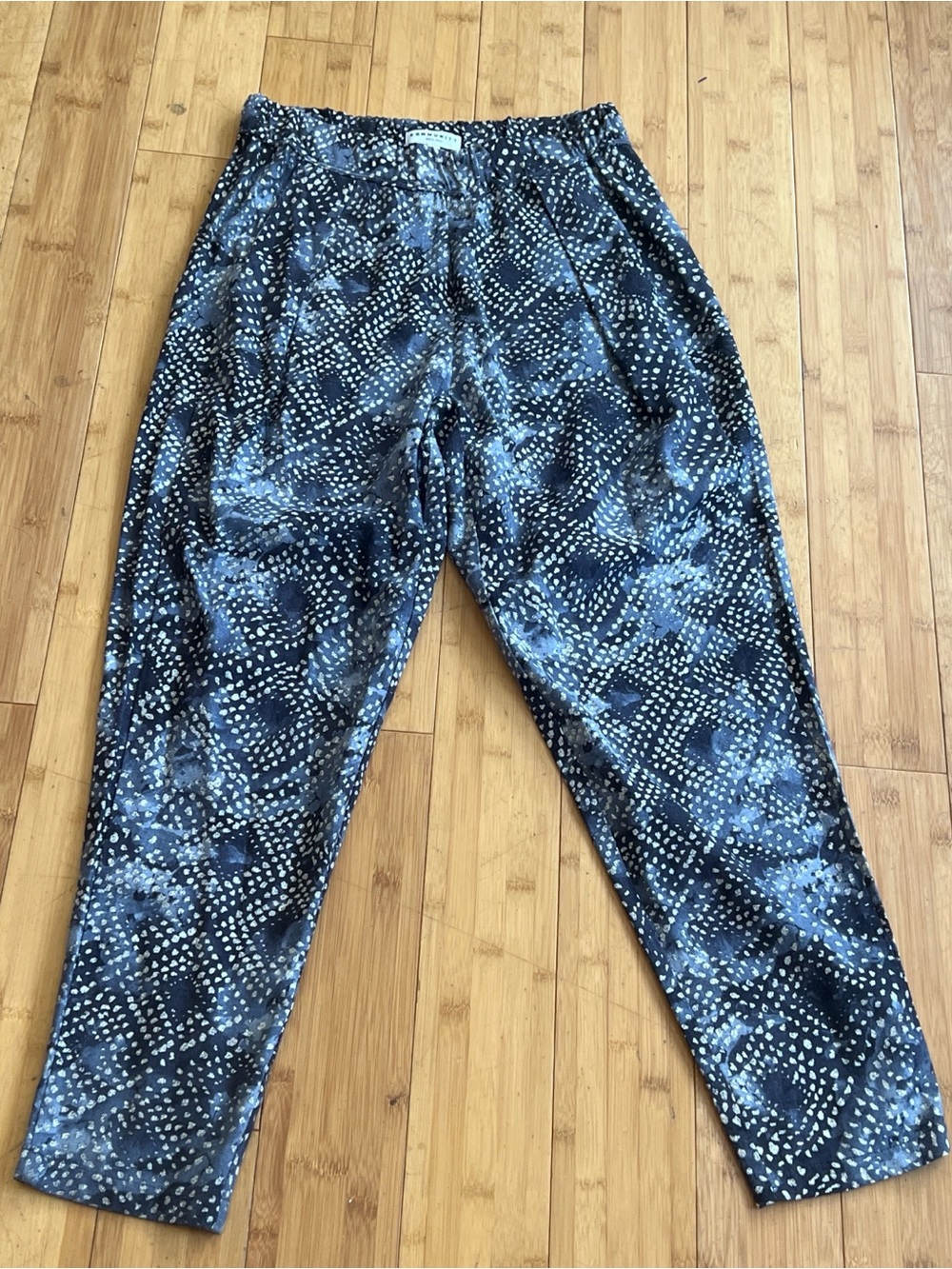 Community patterned silk pants